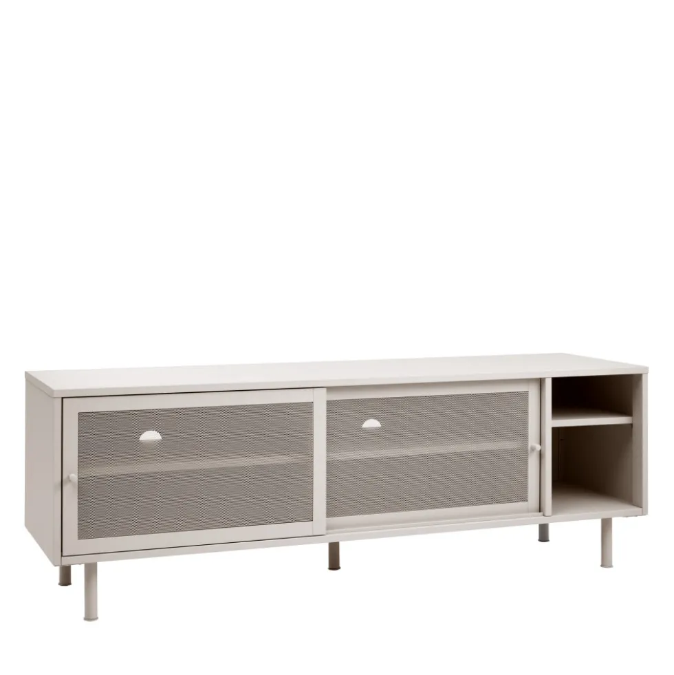 KISO Meuble TV 2 portes, 2 niches en métal L160cm
