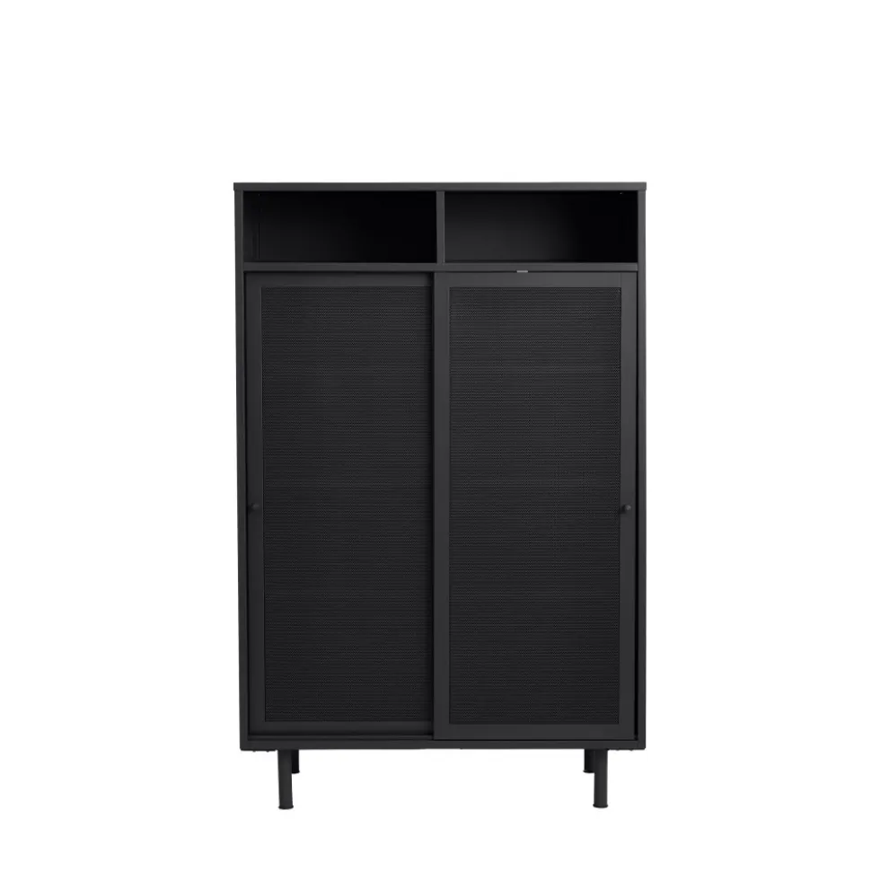 KISO Vaisselier 2 portes, 2 niches en métal H140cm