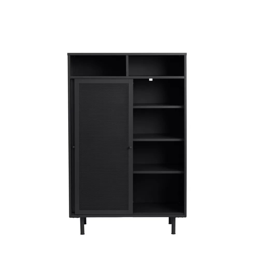 KISO Vaisselier 2 portes, 2 niches en métal H140cm