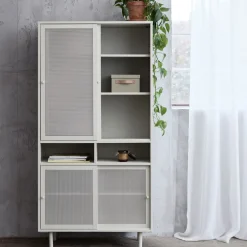 KISO Vaisselier 4 portes, 2 niches en métal H180cm