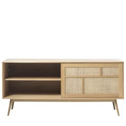 KIYO Buffet 2 portes en bois et cannage L180cm