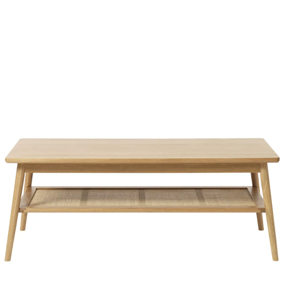 KIYO Table basse en bois et cannage 120x60cm