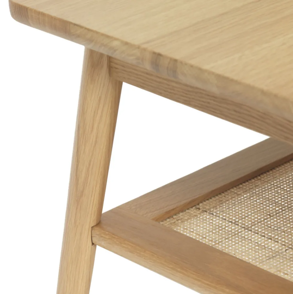 KIYO Table basse en bois et cannage 120x60cm