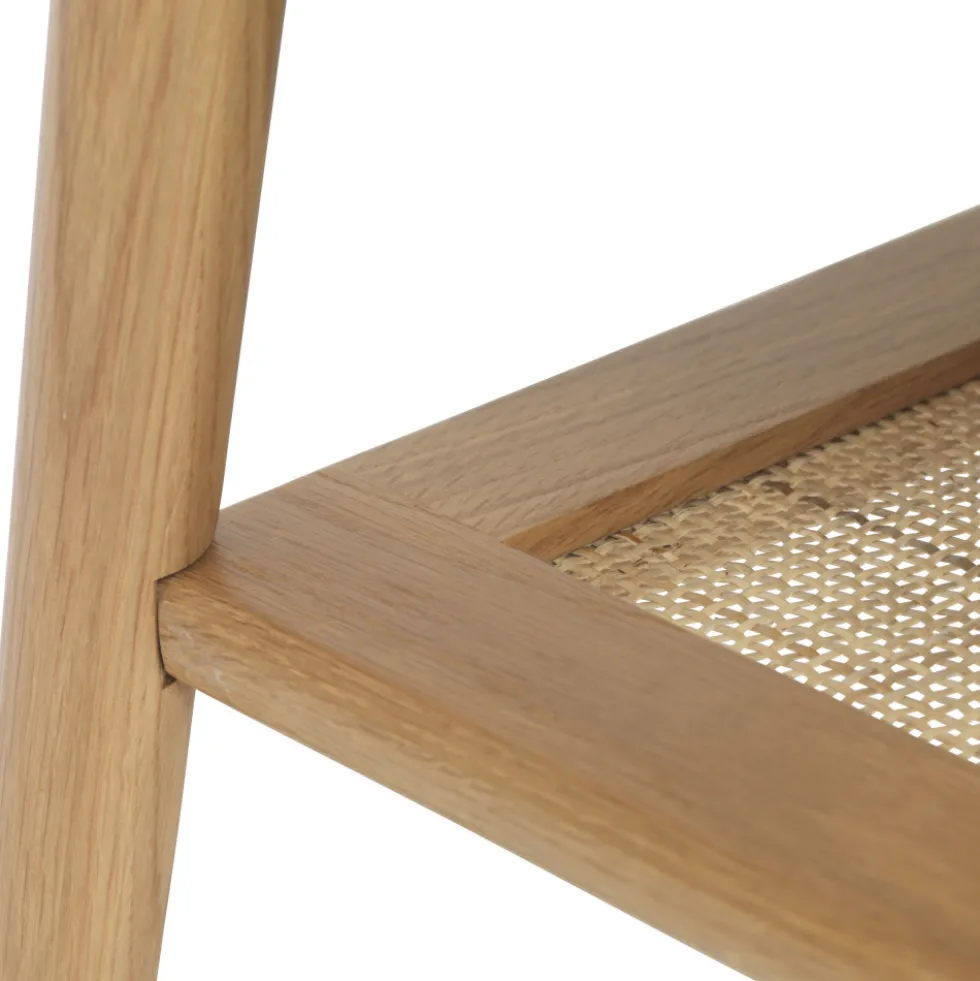 KIYO Table basse en bois et cannage 120x60cm