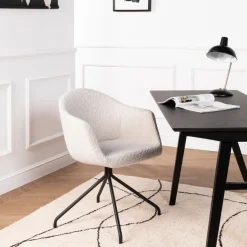 KOOIJ Chaise de bureau en tissu bouclette et métal