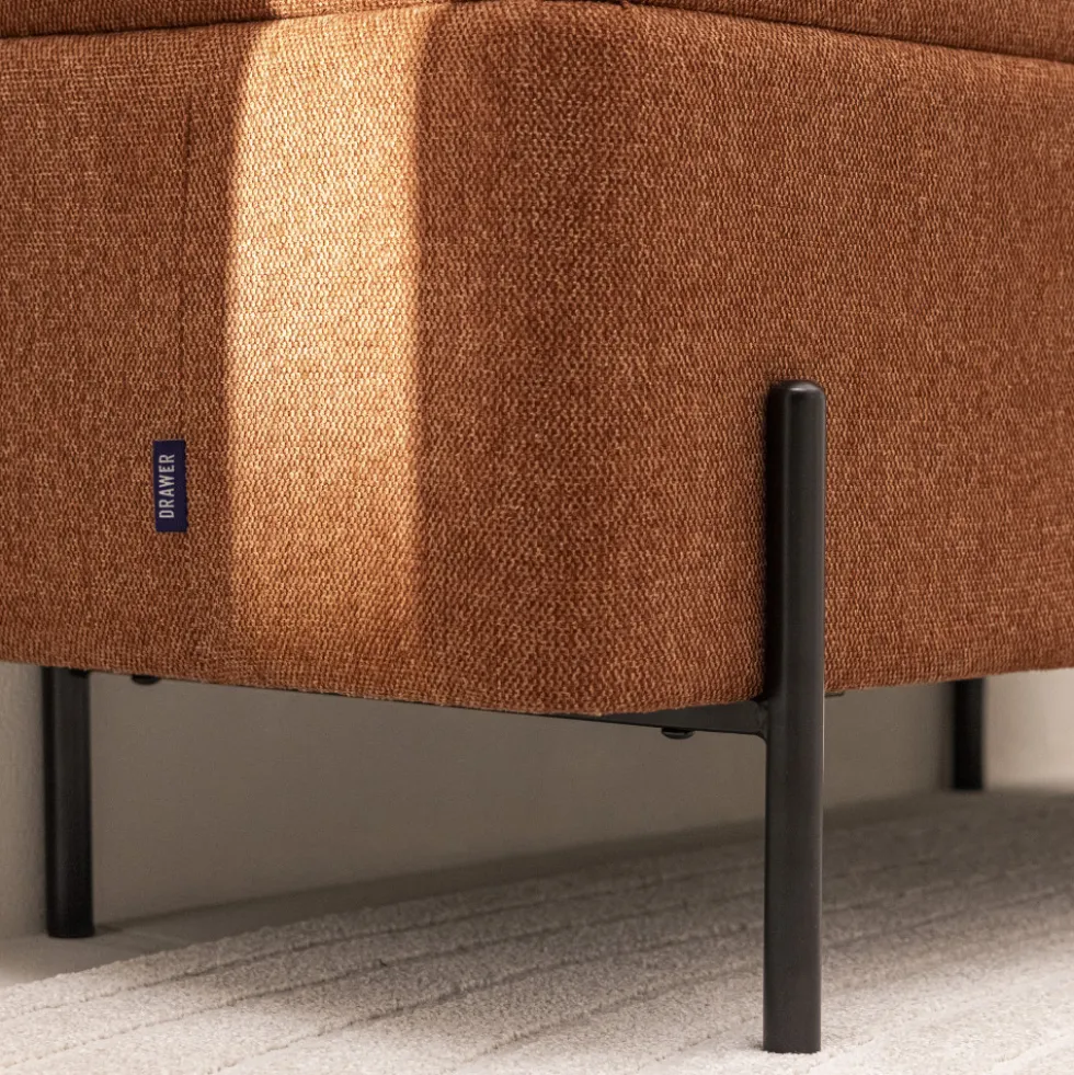 KOS Banc coffre en tissu et métal L100cm