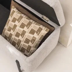 KOS Banc coffre en tissu et métal L100cm