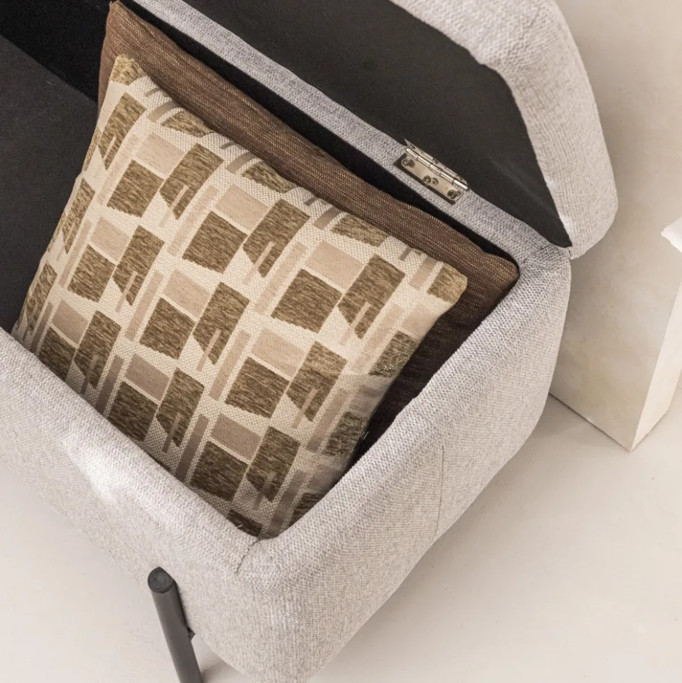 KOS Banc coffre en tissu et métal L100cm
