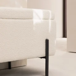 KOS Banc coffre en tissu bouclette et métal L100cm