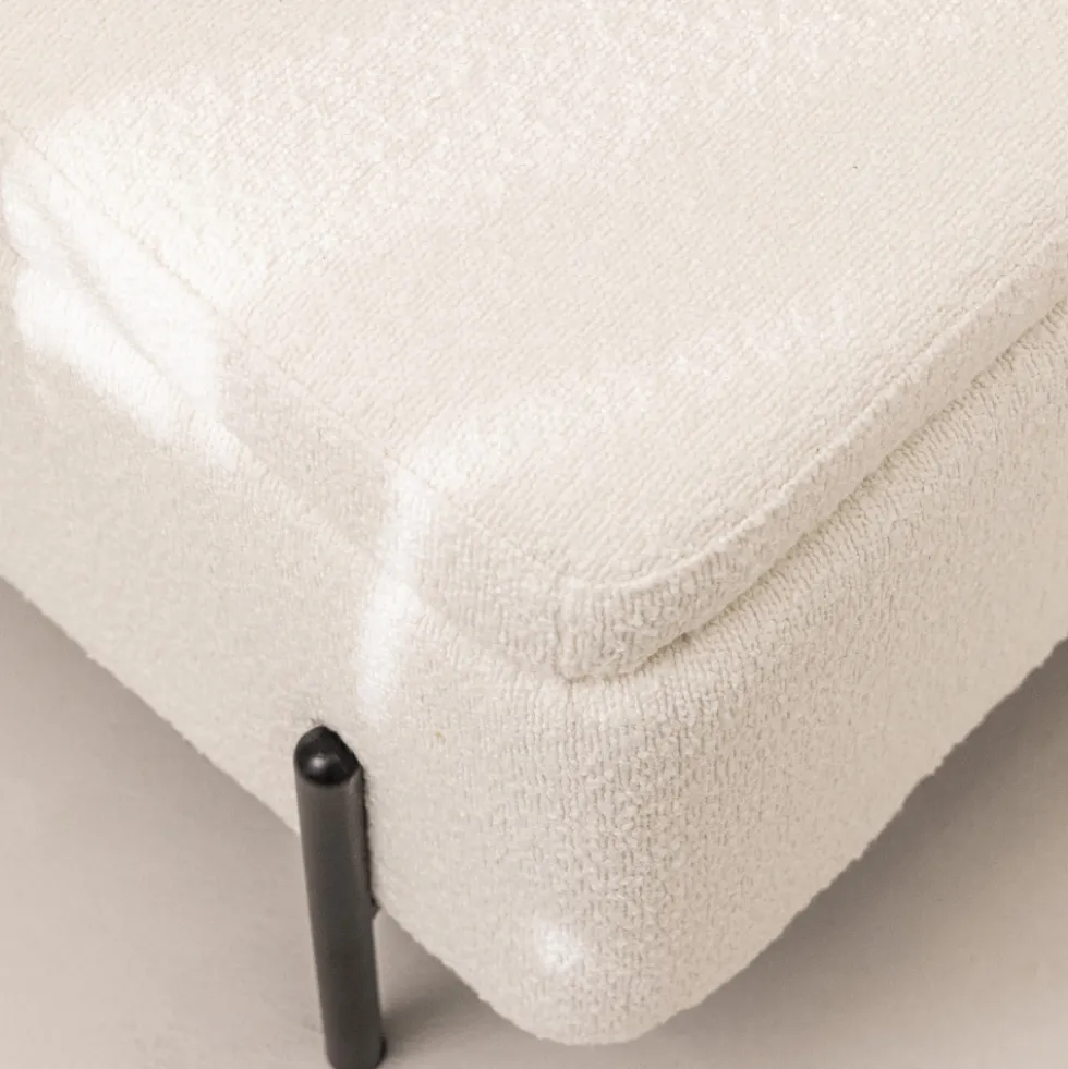 KOS Banc coffre en tissu bouclette et métal L100cm
