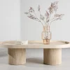 KRILLE Table basse ovale effet travertin 120x60cm