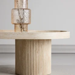 KRILLE Table basse ovale effet travertin 120x60cm