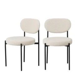 KYOTO Lot de 2 chaises en tissu bouclette et métal