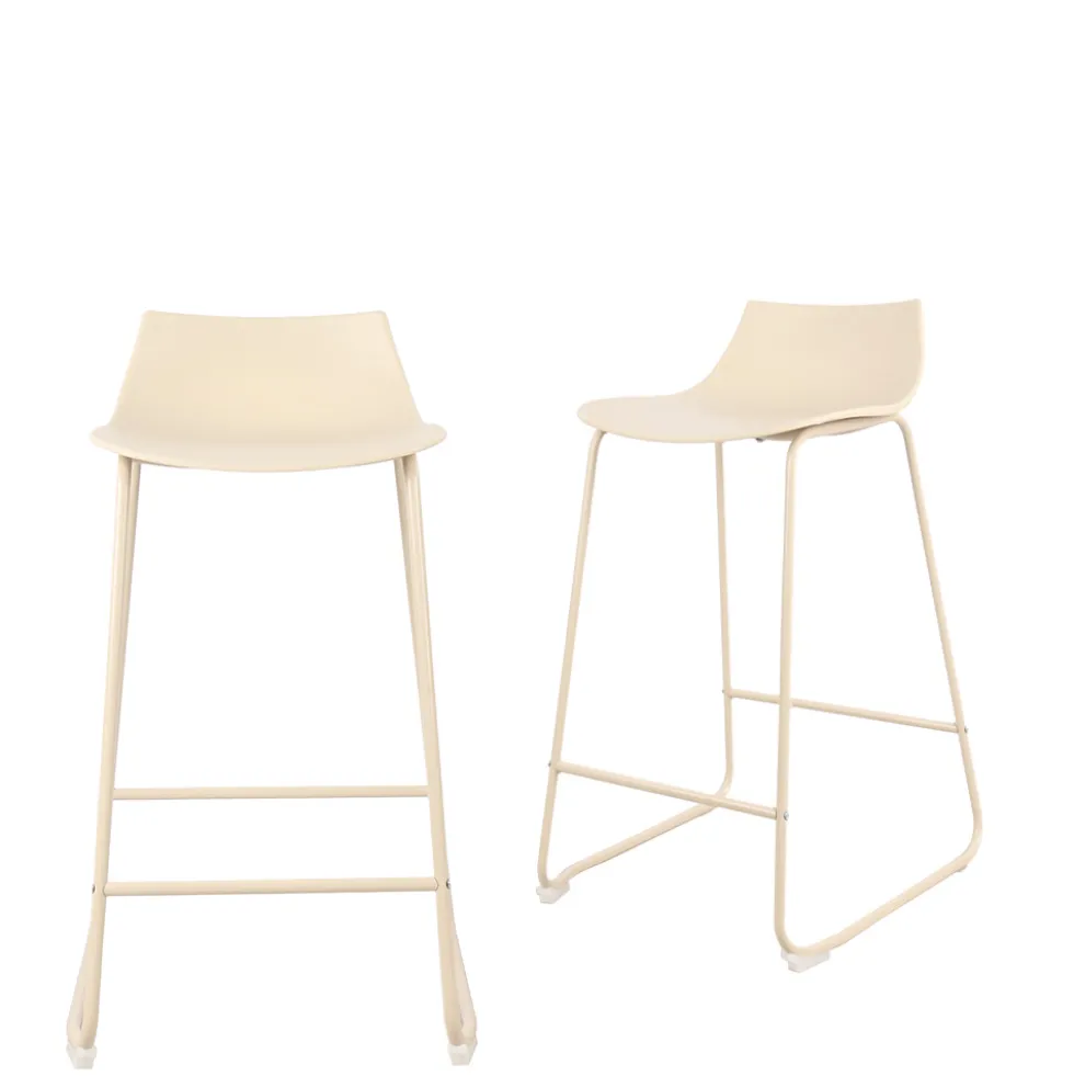 LAMER Lot de 4 chaises de bar en plastique et métal H66cm