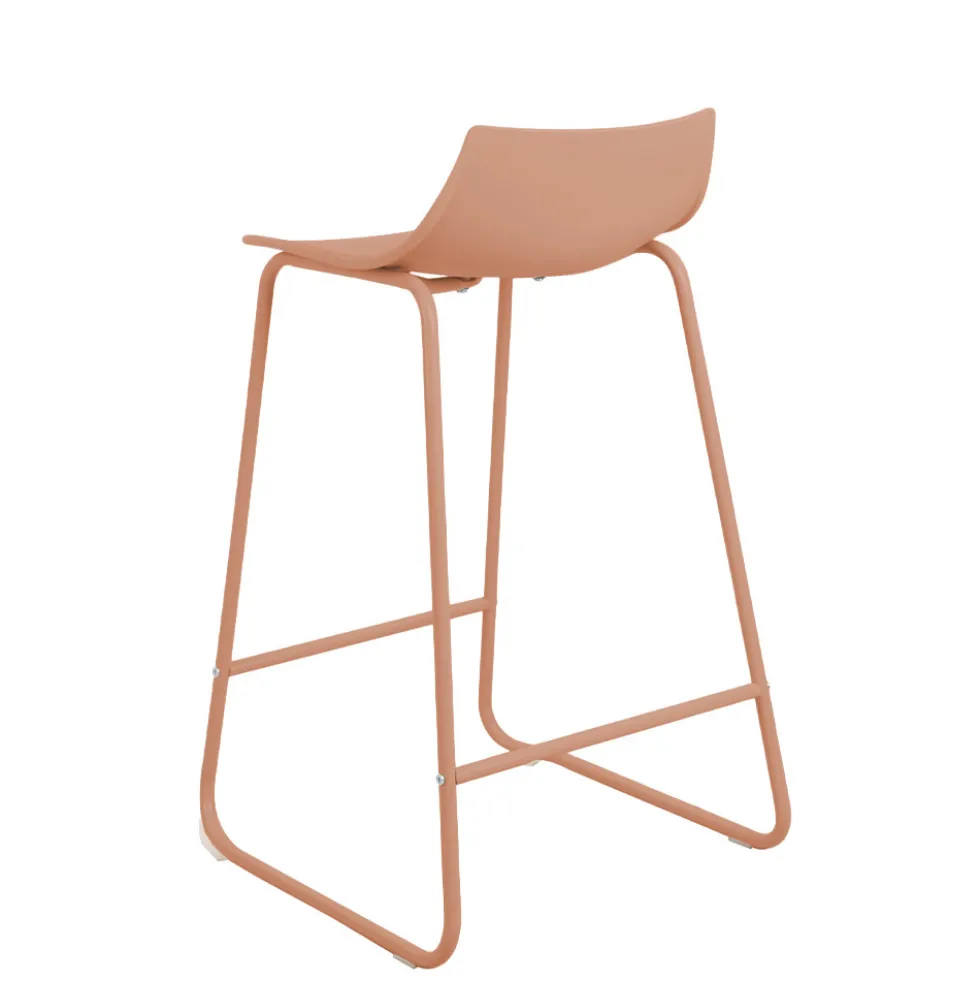 LAMER Lot de 4 chaises de bar en plastique et métal H66cm