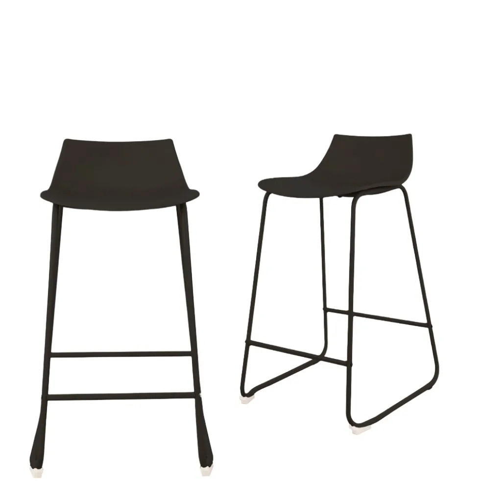 LAMER Lot de 4 chaises de bar en plastique et métal H66cm