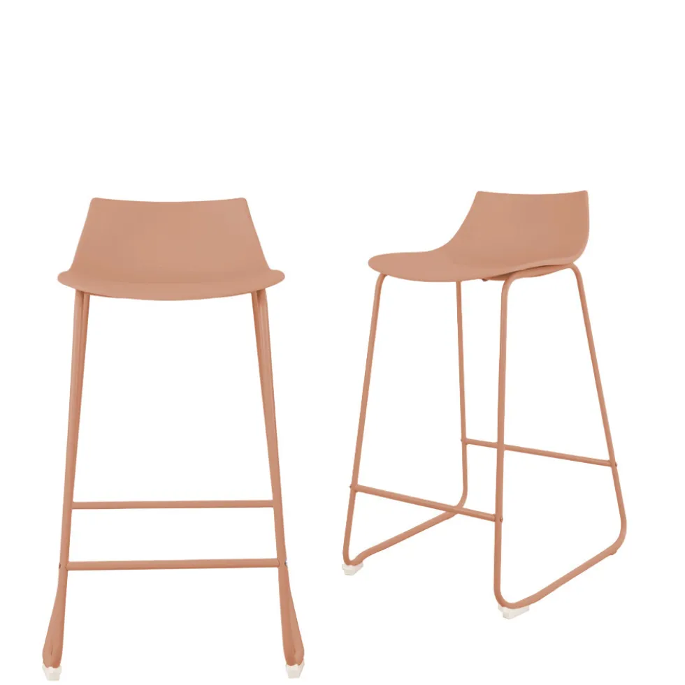 LAMER Lot de 4 chaises de bar en plastique et métal H66cm