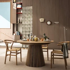 LEA Table à manger extensible 4 à 8 personnes en bois ø120-200x120cm