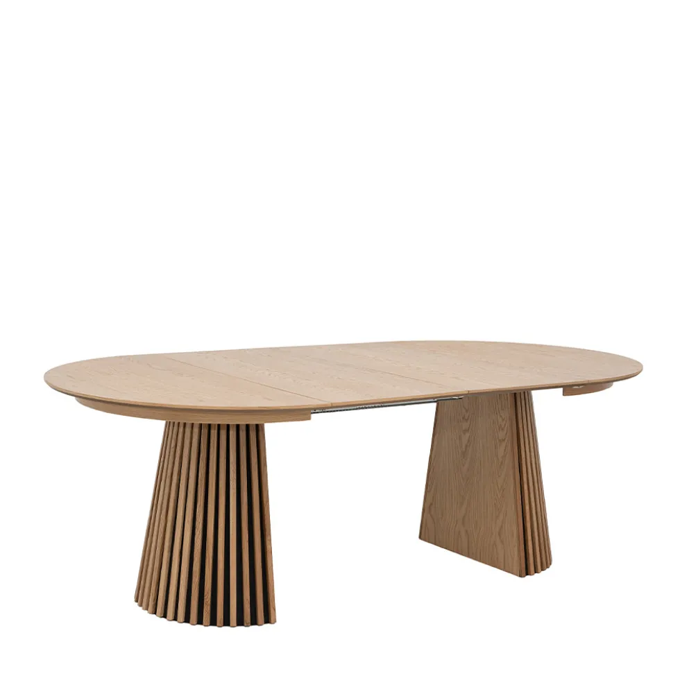 LEA Table à manger extensible 4 à 8 personnes en bois ø120-200x120cm