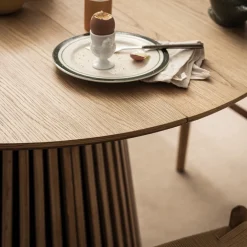 LEA Table à manger extensible 4 à 8 personnes en bois ø120-200x120cm