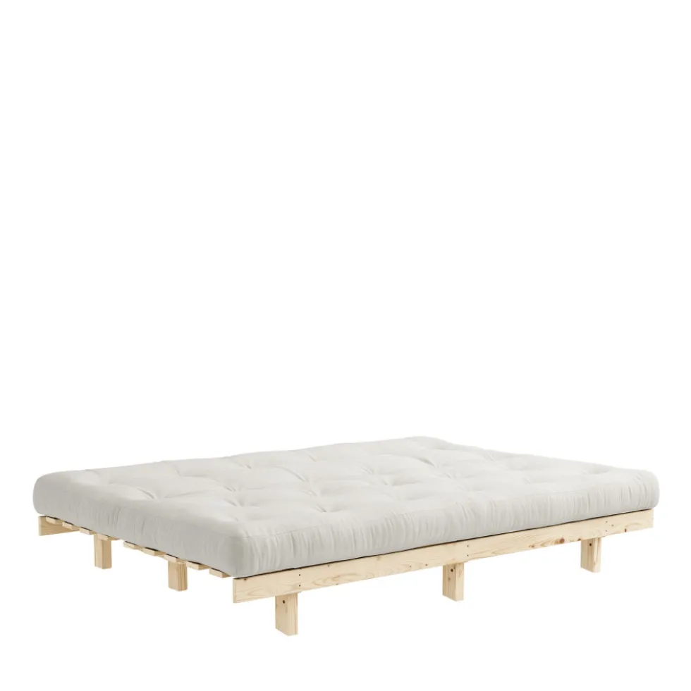 LEAN Canapé convertible en bois naturel et tissu