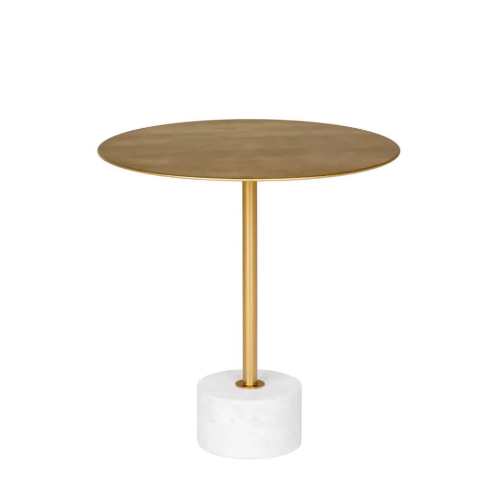 LECCO Table d'appoint en effet laiton et marbre ø51cm