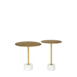 LECCO Table d'appoint en effet laiton et marbre ø51cm