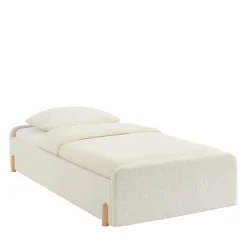 LEONA Lit enfant en tissu bouclette 90x190cm