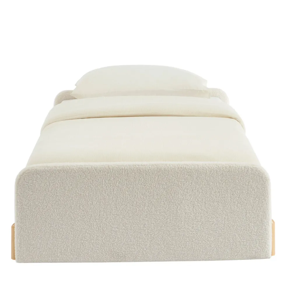 LEONA Lit enfant en tissu bouclette 90x190cm
