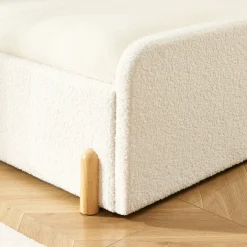 LEONA Lit enfant en tissu bouclette 90x190cm