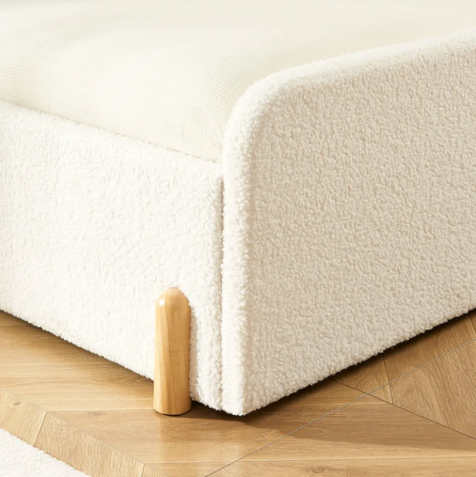 LEONA Lit enfant en tissu bouclette 90x190cm