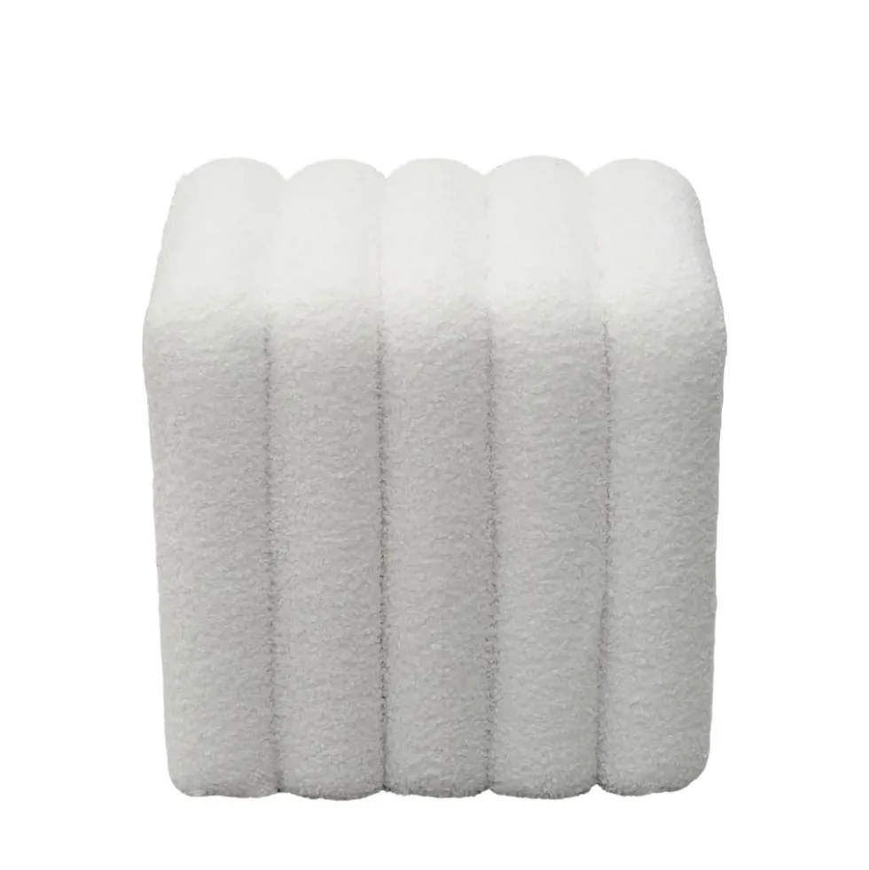 LETO Pouf rembourré en tissu bouclette