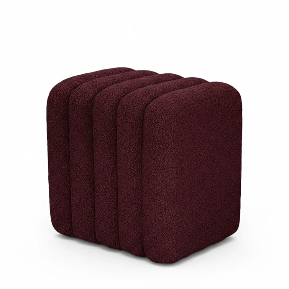 LETO Pouf rembourré en tissu bouclette