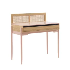LILOU Bureau enfant 1 tiroir en bois et cannage H95cm