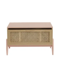LILOU Coffre de rangement enfant en bois et cannage L74cm