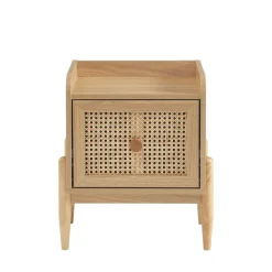 LILOU Table de chevet enfant 1 tiroir en bois et cannage