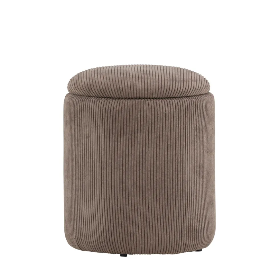 LIMPEN Pouf coffre rond en velours côtelé ø32cm