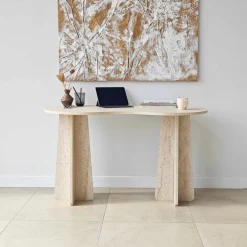 LINA Bureau effet travertin L120cm