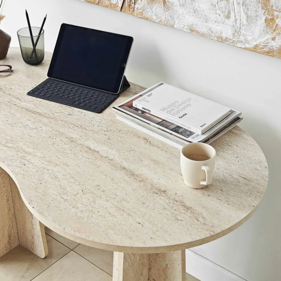 LINA Bureau effet travertin L120cm
