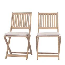 LINA Lot de 2 chaises pliantes de jardin en bois
