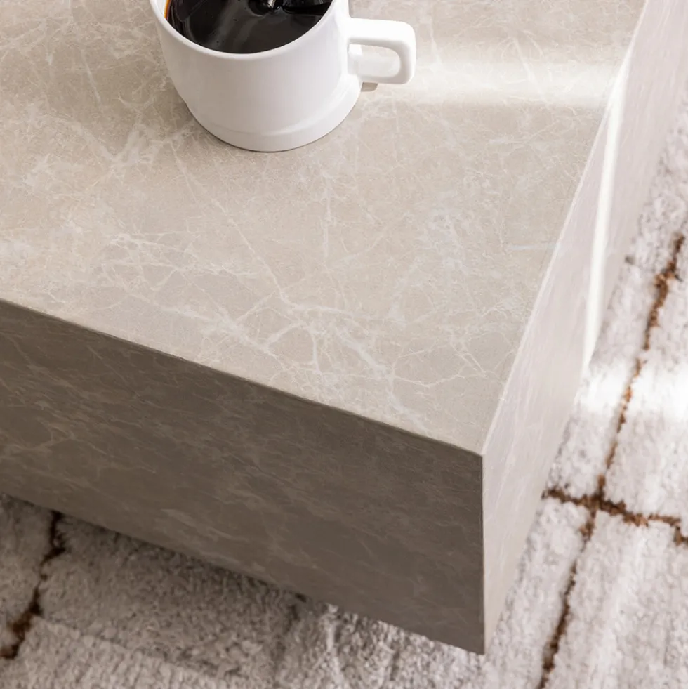 LIPANI Table basse effet marbre 90x50cm