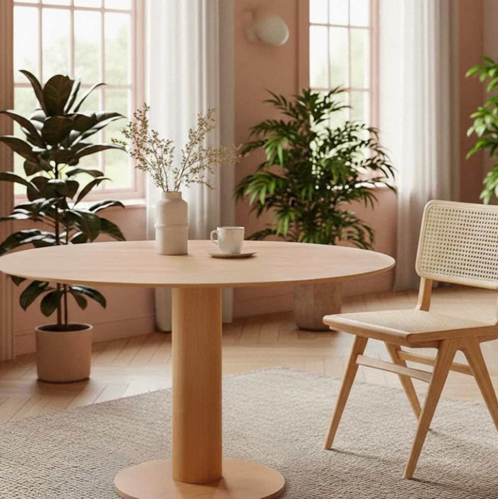 LISA Table à manger 4 personnes ronde en bois ø120cm