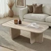 LISON Table basse rectangulaire effet travertin 120x60cm