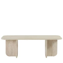 LISON Table basse rectangulaire effet travertin 120x60cm