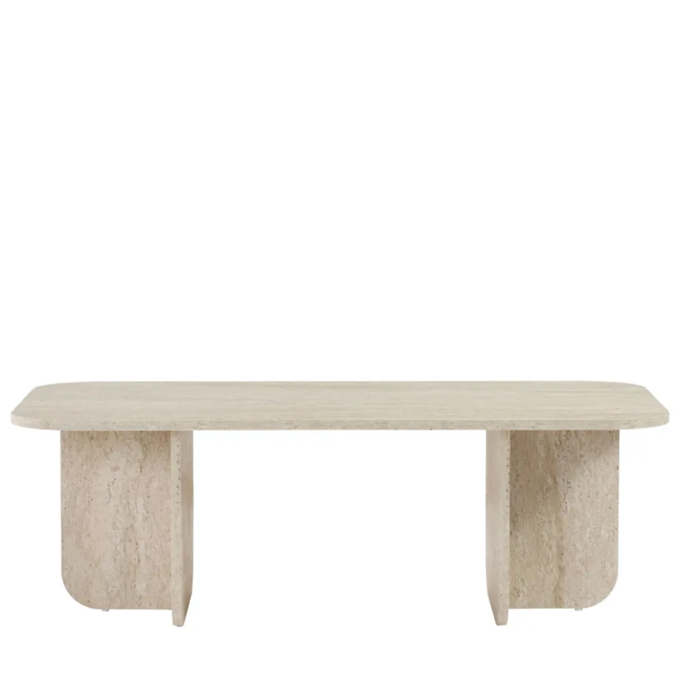LISON Table basse rectangulaire effet travertin 120x60cm