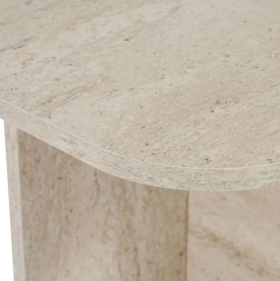LISON Table basse rectangulaire effet travertin 120x60cm