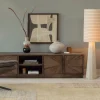 LOFT Lampadaire à rayures en métal et tissu bouclette H130cm