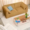 LOGAN Canapé 3 places accoudoirs relevables avec tablette en tissu chenille