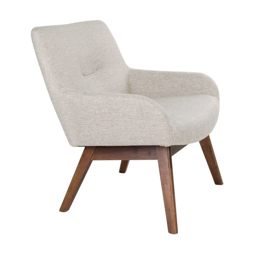 LONDON Fauteuil en tissu et pieds en bois naturel