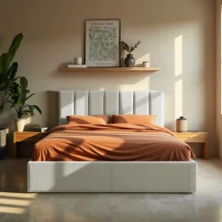 LOU Lit coffre en tissu 140x190cm